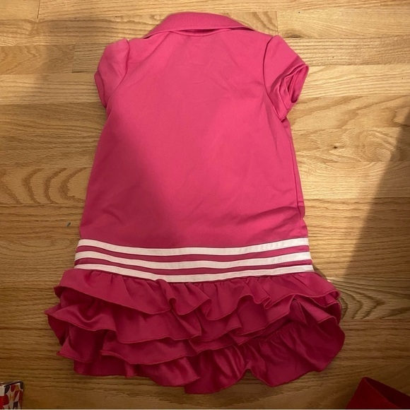 Adidas Ruffle Polo Dress Sz 5 Girls Kids Pink Collared - Picture 4 of 6